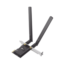Adaptador  PCIe inalámbrico doble banda AX1800 Mbps / Seguridad Inalámbrica WPA3 /Antena de alta ganancia / Tecnología MU-MUMO 2X2 / Soporte de perfil bajo y Altura completa / Bluetooth 5.2