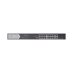 Switch Gigabit PoE+ / No Administrable / 16 Puertos 1000 Mbps PoE+ (4 Puertos PoE++ 90 W) / 2 Puertos 1000 Mbps Uplink + 2 Puertos SFP de Uplink / Modo Extendido hasta 300 Metros / 225 W