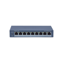 Switch Administrable PoE+ / 8 puertos 100 Mbps PoE+ / 1 puerto 1000 Mbps de Uplink / PoE hasta 300 Metros / Conexión Remota desde Hik-ParnerPro / 110 W