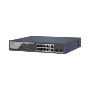 Switch PoE+ / Administrable / Uso en Rack / 8 Puertos 10/100 PoE+ /  2 Puertos 1000 Mbps Uplink  / 2 Puertos SFP / Configuración Nube desde Hik-PartnerPro / Modo Extendido hasta 300 Metros / 125 W