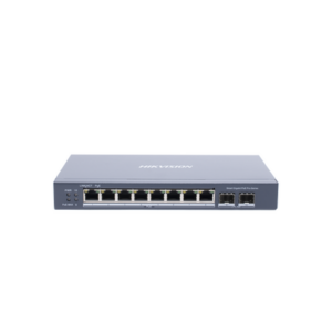 Switch Gigabit PoE+ / Administrable / 8 Puertos Gigabit PoE+ / 2 Puertos SFP / Configuración Nube Hik-Partner Pro / Modo Extendido hasta 300 Metros / 110 W