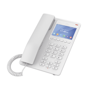 Teléfono IP Hotelero con pantalla LCD a color, 2 líneas SIP con 2 cuentas, codec Opus, IPV4/IPV6, color blanco, con gestión en la nube GDMS