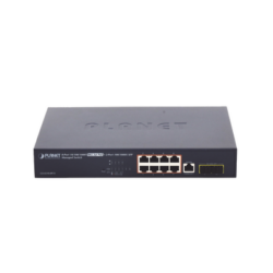 Switch Administrable Capa 2, 8 Puertos PoE 802.3af/at Gigabit, 140 W Max, 2 Puertos SFP, Modo Extendido Hasta 250 m, Soporta Administración en Nube CloudNMS ( HW Rev. 3.0 en Adelante).