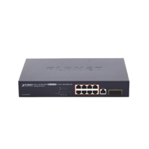 Switch Administrable Capa 2, 8 Puertos PoE 802.3af/at Gigabit, 140 W Max, 2 Puertos SFP, Modo Extendido Hasta 250 m, Soporta Administración en Nube CloudNMS ( HW Rev. 3.0 en Adelante).