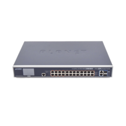 Switch Administrable L3, 24 puertos Gigabit PoE 802.3bt, 2 puertos 10G SFP+, Pantalla Tactil, Fuente Redundante, (600W)