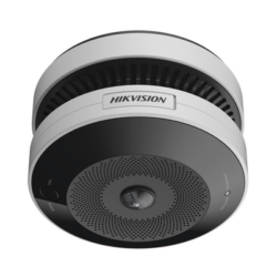 (HikFire) Mini Fisheye IP 4 Megapixel con Detector de Humo Puntual / Autónomo / Entrada y Salida de Alarma / 15 mts IR / PoE / WDR 120 dB / Alarma de 85 dB / MicroSD 128GB / Compatible con Hik-Connect