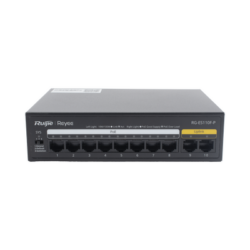 Switch PoE+ no Administrable, Hasta 110 Watts, 8 puertos PoE+ y 2 Uplinks 10/100