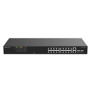 Switch PoE+ no Administrable, Hasta 120 Watts, Ideal para CCTV, 16 Puertos PoE +10/100, 2 Uplinks Gigabit y 2 SFP COMBO