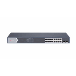 Switch Gigabit PoE+ / Administrable / 16 Puertos 1000 Mbps PoE+ / 2 Puertos SFP / Configuración Nube desde Hik-ParnerPro / PoE hasta 300 Metros / 225 Watts