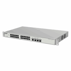Switch Administrable PoE Capa 2+ Plus, con 24 puertos Gigabit PoE 802.3af/at + 4 SFP+ para fibra 10Gb, gestión gratuita desde la nube, 370w