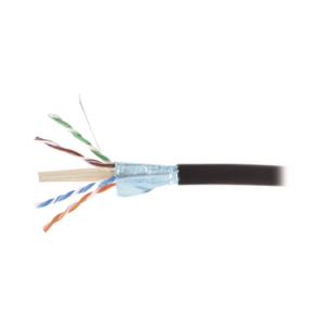 Bobina de Cable Blindado F/UTP de 4 Pares, Para Exterior con Gel, Cat6A (23 AWG), Industrial para Climas Extremos, Enterrado Directo, Color Negro, 305 m