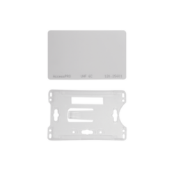Kit de  Tag UHF tipo Tarjeta para lectoras de largo alcance 900 MHZ / EPC GEN 2 / ISO 18000 6C / No imprimible / Incluye porta tarjeta