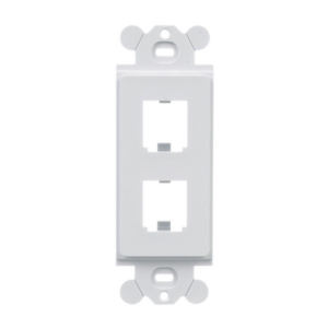 Marco de Módulo Dúplex, Para Placas Frontales Estándar GFCI, Acepta 2 Módulos Mini-Com, Color Blanco