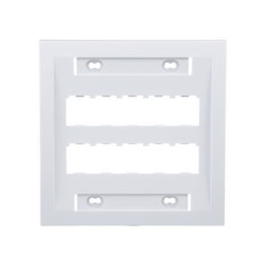 Placa de Pared Vertical Ejecutiva, Salida Para 10 Puertos Mini-Com, Con Espacios Para Etiquetas, Color Blanco