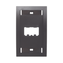 Placa de Pared Vertical Ejecutiva, Salida de 2 Puertos Mini-Com, Con Espacios Para Etiquetas, Color Negro