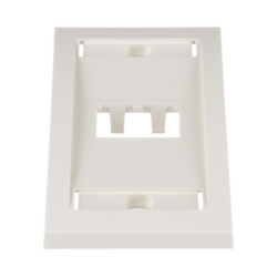 Placa de Pared Vertical Ejecutiva, Salida Para 2 Puertos Mini-Com, Con Espacios Para Etiquetas, Color Blanco Mate