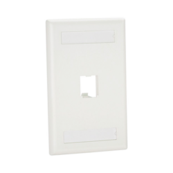 Placa de Pared Vertical Clásica, Salida Para 1 Puerto Mini-Com, Con Espacios Para Etiquetas, Color Blanco Mate