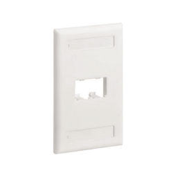 Placa de Pared Vertical Clásica, Salida Para 2 Puertos Mini-Com, Con Espacios Para Etiquetas, Color Blanco Mate