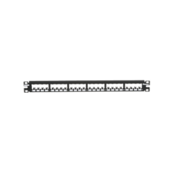 Panel de Parcheo Modular Mini-Com (Sin Conectores), Plano, Totalmente Blindado, de 24 puertos, 1UR