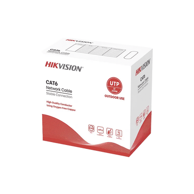 Bobina de Cable UTP 305 Mts / Cat 6 (24 AWG) / Color Negro / Uso en Exterior / 100% Cobre / Aplicaciones de CCTV y Redes de Datos