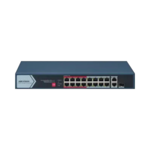 Switch PoE+ / No Administrable / 16 Puertos 10/100 Mbps PoE+ / 2 Puertos 1000 Mbps Uplink / 1 Puerto SFP Uplink / Modo Extendido hasta 300 Metros / 130 W