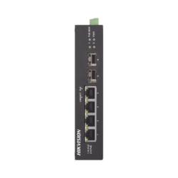 Switch Industrial No Administrable Gigabit / 3 Puertos Gigabit PoE+ (30 W) + 1 Puerto Gigabit PoE++ (60 W) / 2 Puertos SFP / 65 W Total / 48 a 57 VCD / Ideal para Proyectos / 300 Metros de Distancia
