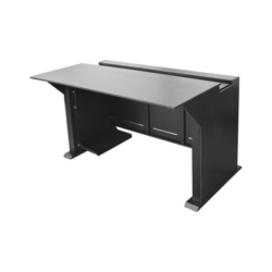 Escritorio Estación Mobiliaria Profesional de Monitoreo y Control / Videovigilancia / Acceso / Alarmas / Etc... / Metal Negro y Madera Tono Oscuro