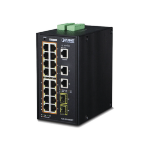 Switch Industrial Administrable 16 puertos 10/100/1000 T 802.3at PoE + 2 Puertos 10/100/1000 T + 2 puertos 100/1000 X SFP