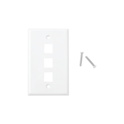 Placa de pared de 3 puertos, Keystone, Color Blanco