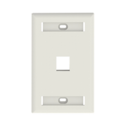 Placa de Pared Vertical, Salida Para 1 Puerto Keystone, Con Espacios Para Etiquetas, Color Blanco Mate