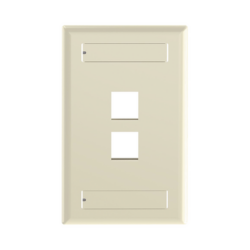 Placa de Pared Vertical, Salida Para 2 Puertos Keystone, Con Espacios Para Etiquetas, Color Marfil