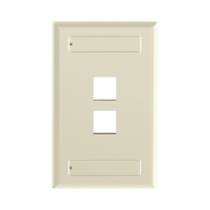 Placa de Pared Vertical, Salida Para 2 Puertos Keystone, Con Espacios Para Etiquetas, Color Marfil