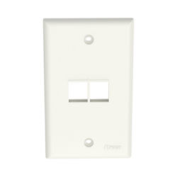 Placa de Pared Vertical, Salida Para 2 Puertos Keystone, Color Blanco Mate