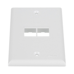Placa de Pared Vertical, Salida Para 2 Puertos Keystone, Color Blanco