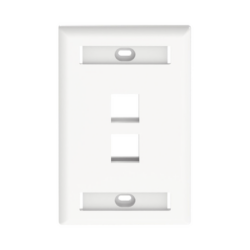 Placa de Pared Vertical, Salida Para 2 Puertos Keystone, Con Espacios Para Etiquetas, Color Blanco
