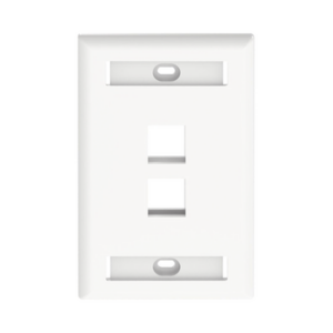 Placa de Pared Vertical, Salida Para 2 Puertos Keystone, Con Espacios Para Etiquetas, Color Blanco