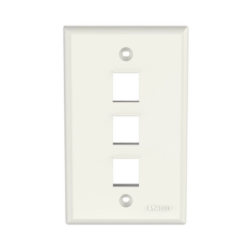 Placa de Pared Vertical, Salida Para 3 Puertos Keystone, Color Blanco Mate