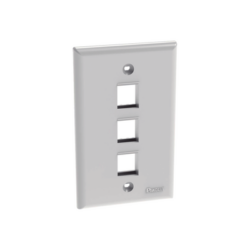 Placa de Pared Vertical, Salida Para 3 Puertos Keystone, Color Blanco