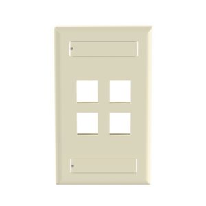 Placa de Pared Vertical, Salida Para 4 Puertos Keystone, Con Espacios Para Etiquetas, Color Marfil