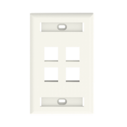 Placa de Pared Vertical, Salida Para 4 Puertos Keystone, Con Espacios Para Etiquetas, Color Banco Mate