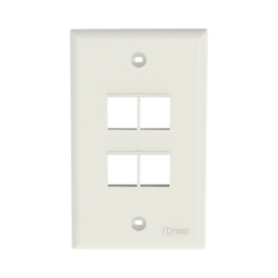 Placa de Pared Vertical, Salida Para 4 Puertos Keystone, Color Blanco Mate
