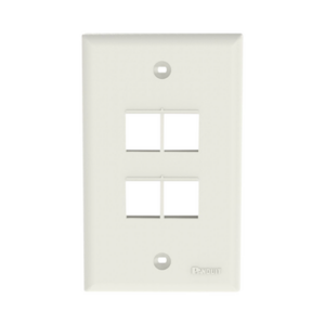Placa de Pared Vertical, Salida Para 4 Puertos Keystone, Color Blanco Mate