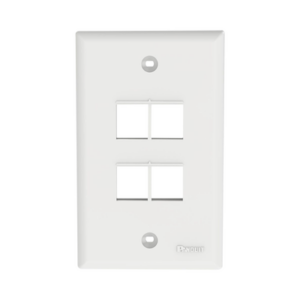Placa de Pared Vertical, Salida Para 4 Puertos Keystone, Color Blanco
