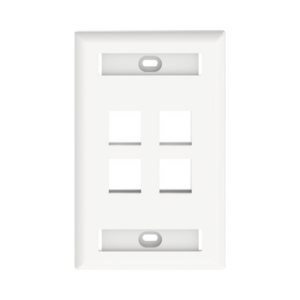Placa de Pared Vertical, Salida Para 4 Puertos Keystone, Con Espacios Para Etiquetas, Color Blanco