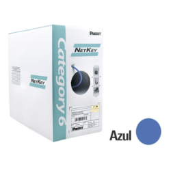 Bobina de Cable UTP 305 m. de Cobre, NetKey, Azul, Categoría 6 (24 AWG), 1000Mbps, Riser (CMR), de 4 pares