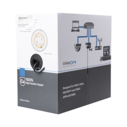 Bobina de cable de 305 m, Cat5e , FTP, blindado, color negro, UL, para aplicaciones en video vigilancia, redes de datos. Uso en Intemperie