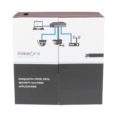 Bobina de Cable UTP 305 m, Cat5e Con DOBLE FORRO, para Exterior, CLIMAS EXTREMOS, Color Negro