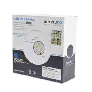 Cable Cat5e de alto rendimiento, con certificaciones ETL, UL, color gris, de 100 m ( 328 ft ) para aplicaciones en CCTV, redes de datos. Uso interior.