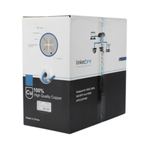 Bobina de cable de 305 metros Cat6+, CMR, CALIBRE 23 ALTO RENDIMIENTO, ETL,UL, color azul, super flexible, para aplicaciones de video vigilancia, video HD, y redes de datos. Uso interior.