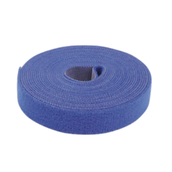 Cinta de Contacto Autoadherente Color Azul / 1.6 cm x 25 metros / Espalda con Espalda (Gancho y Bucle)